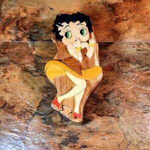 Intarsia Handcrafted Wooden Puzzle Betty Boop Jewelry / Trinket Puzzle Box